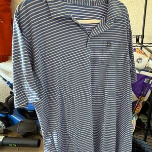 Classic Blue and White Striped Polo Shirt